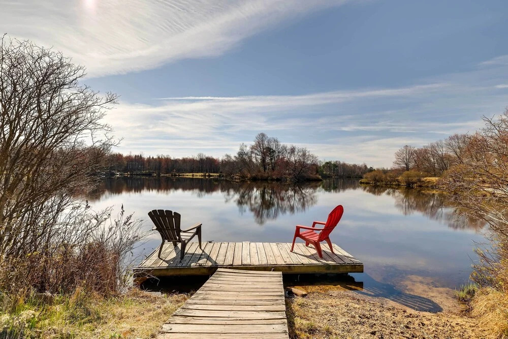 Dock + Fire Pit: Lakefront Poconos Retreat