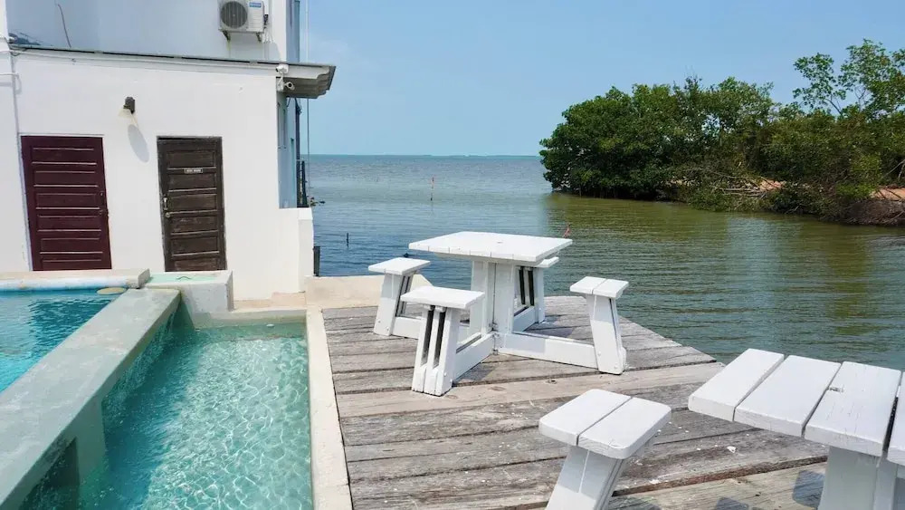 See Belize Waterside Sea View 2-bedroom Apartment w Balcony, Pool & Deck 2nd FL