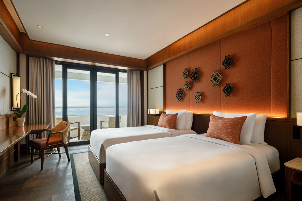 Двухместный номер Deluxe с видом на океан (2 отдельные кровати) в Отель Bali Beach