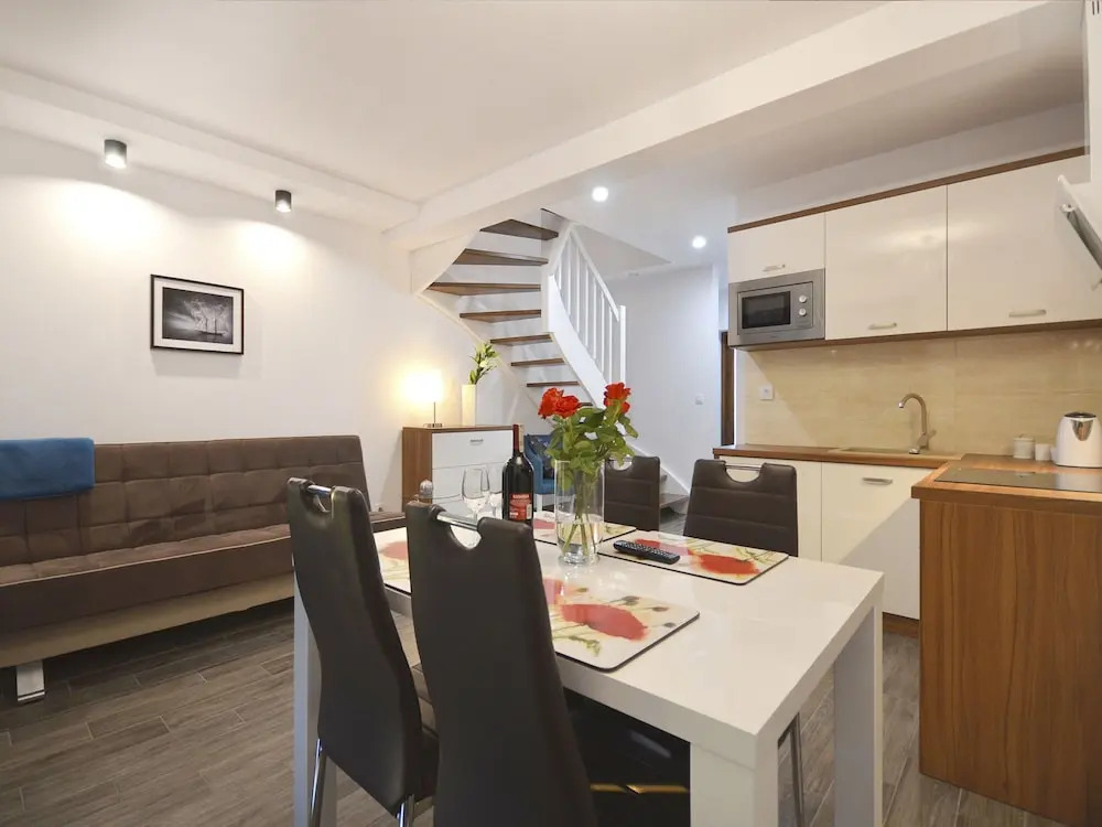 Duplex Apartments 300 m From the Sea. Living Room, 2 Bedrooms, own Terrace