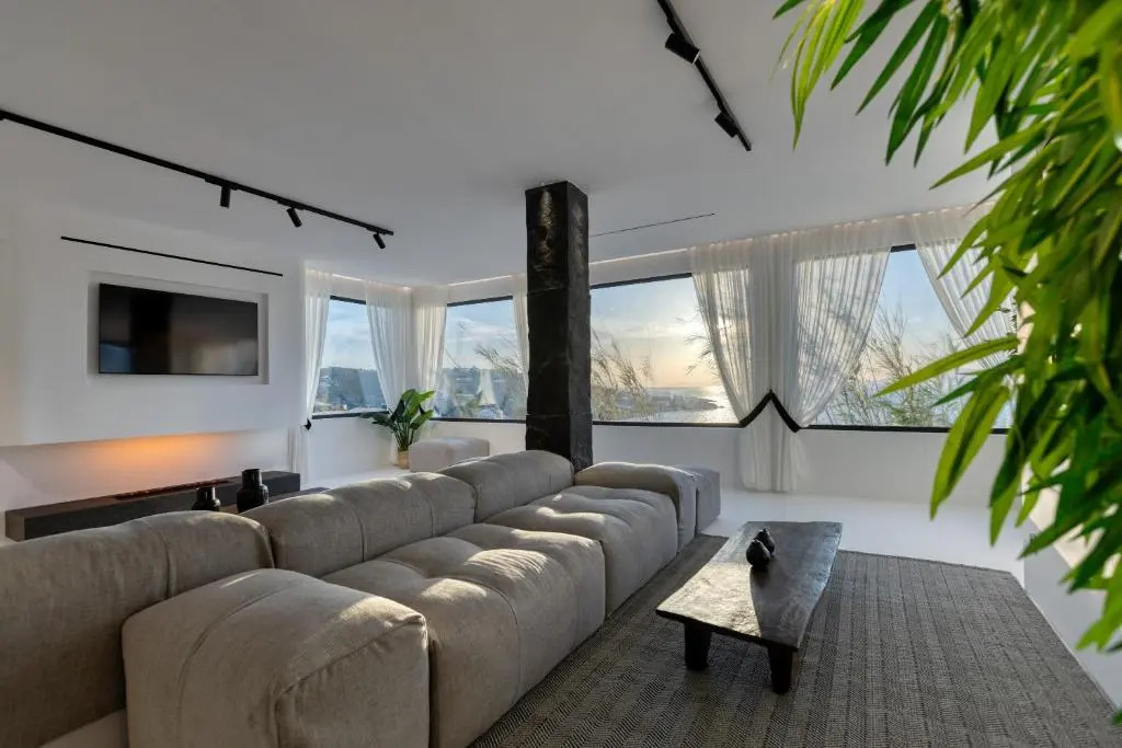 Mykonos Town Black Villa with Cave Heated Pool