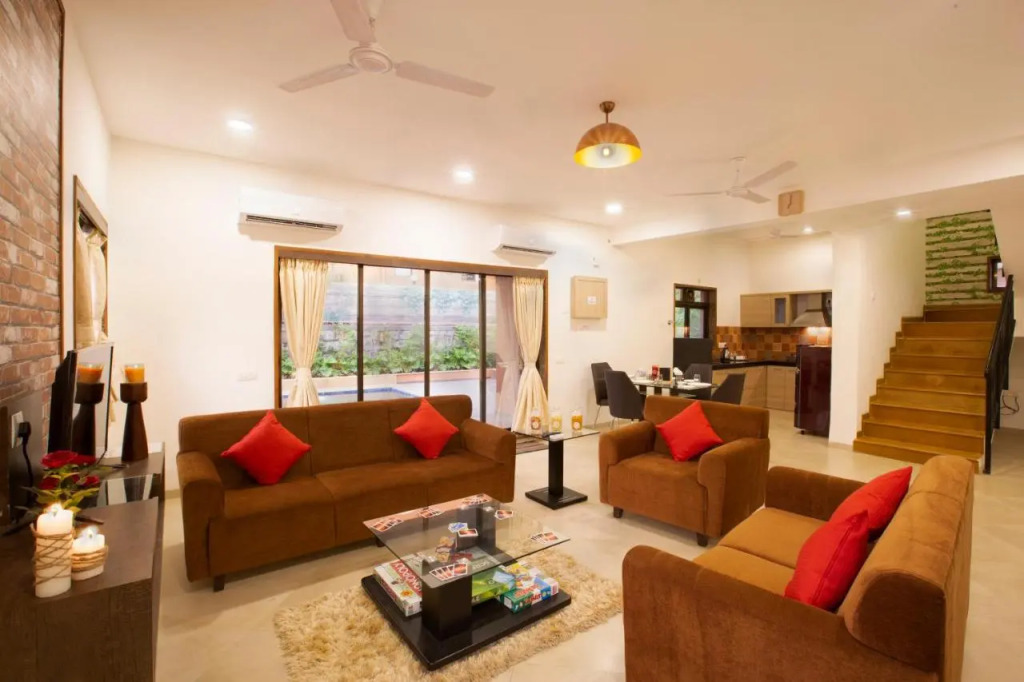 SaffronStays Dhyana - 3BR pet-friendly pool villa with Wi-Fi, indoor games and riverside trails in Wadas gated estate