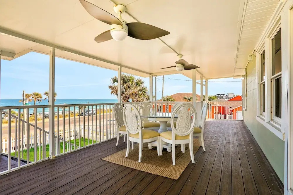 Updated Home Across From Beach With Covered Balcony, Central AC, & Washer/dryer