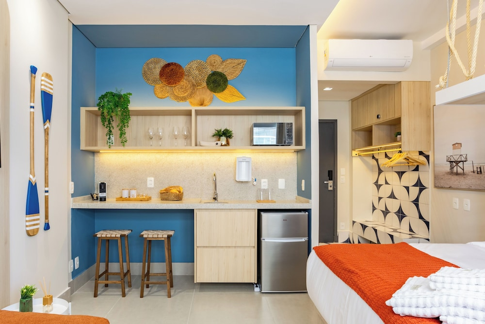 Stay Home Luxo | 1min Praia Gonzaga | Rooftop, Piscina, Sauna & Gym