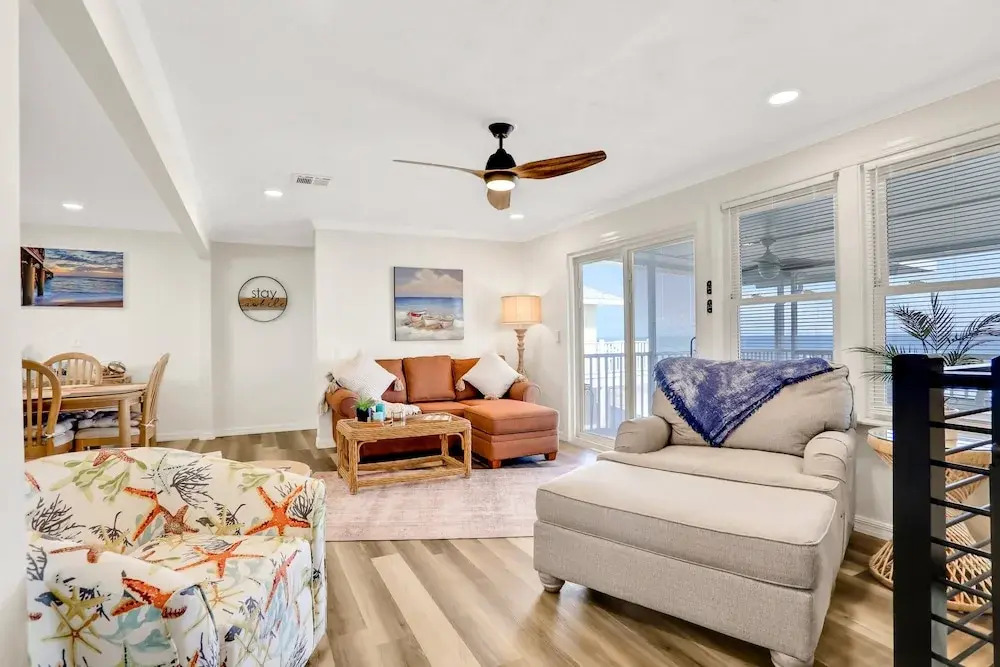 Updated Home Across From Beach With Covered Balcony, Central AC, & Washer/dryer