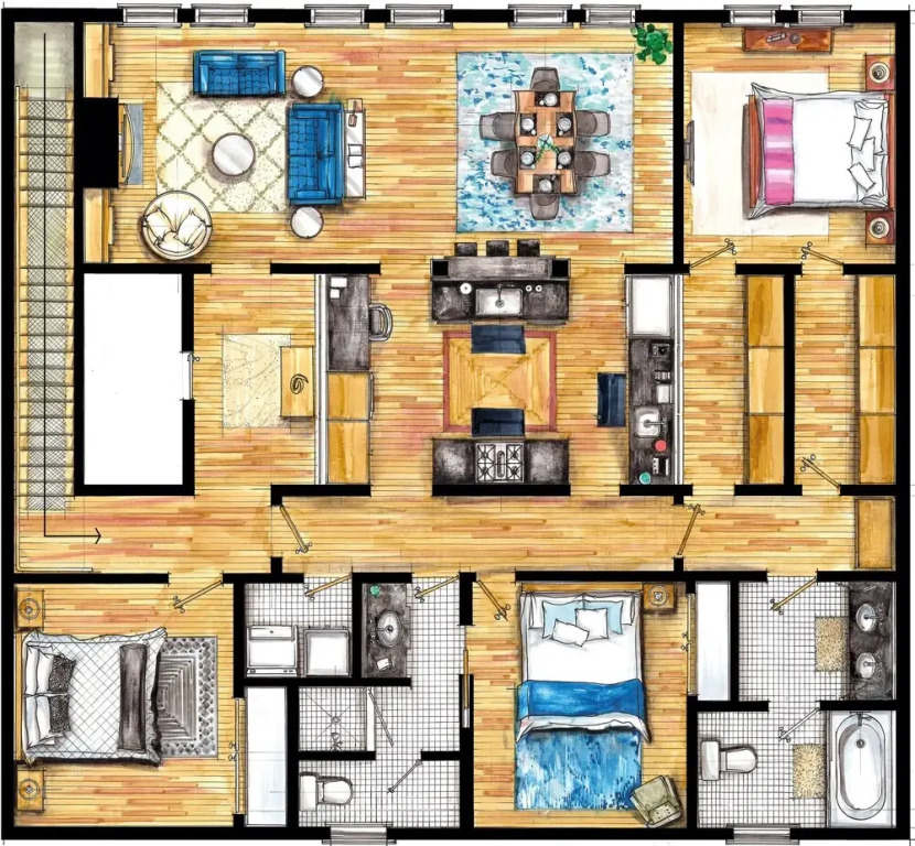 Red Door Apartment ~ 3-king Beds ~ Center Of D-twn