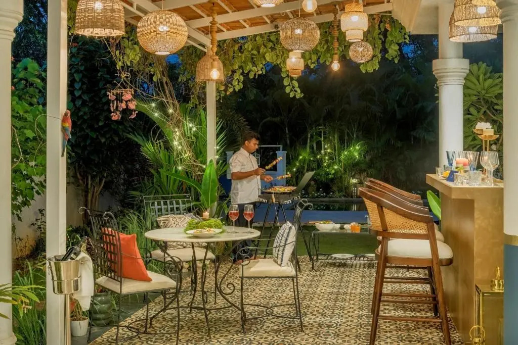 SaffronStays Sweet Mango - 4BR Goan Villa w Private Pool, Mango Garden, Bar Gazebo & Vibrant Interiors Near Beaches