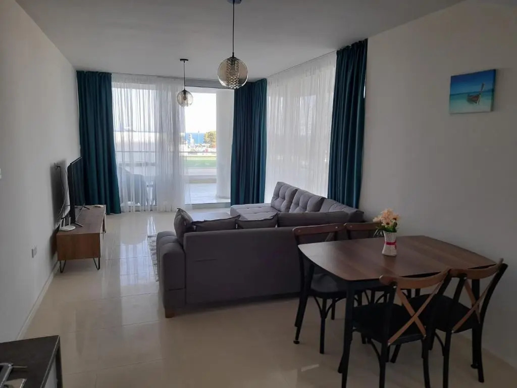Stunning 2 plus 1 apartment for rent in ABELIA RESIDENCE at Bogaz with beautiful sea and mountains views