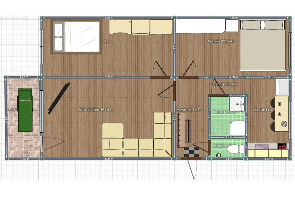 Comfort 3-room apartment with a workplace near the wood