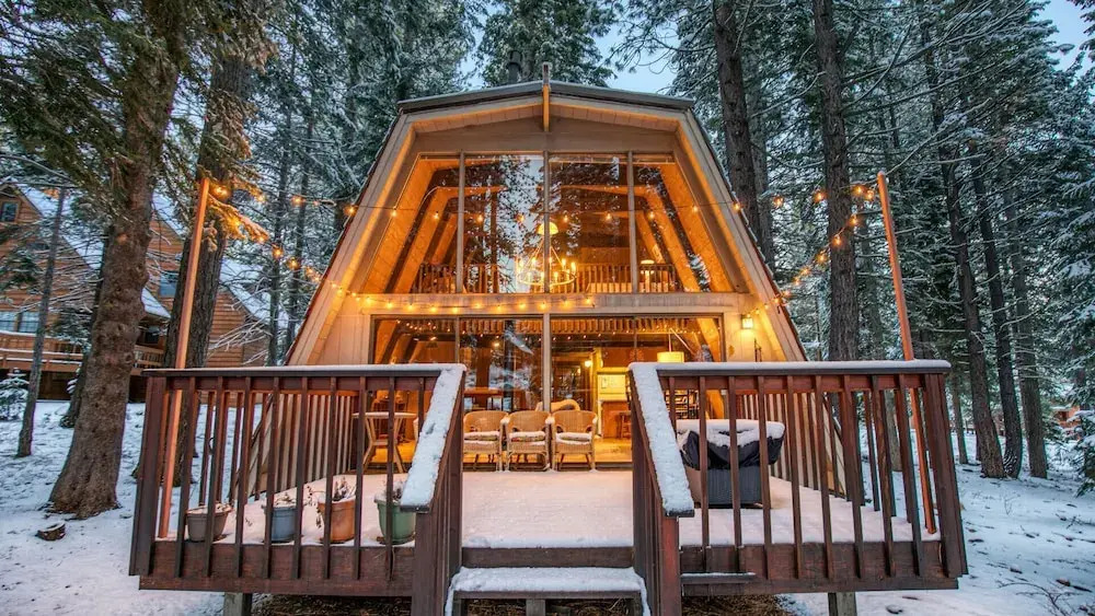 A Frame Hideaway | Floor to Ceiling Windows in the Pines