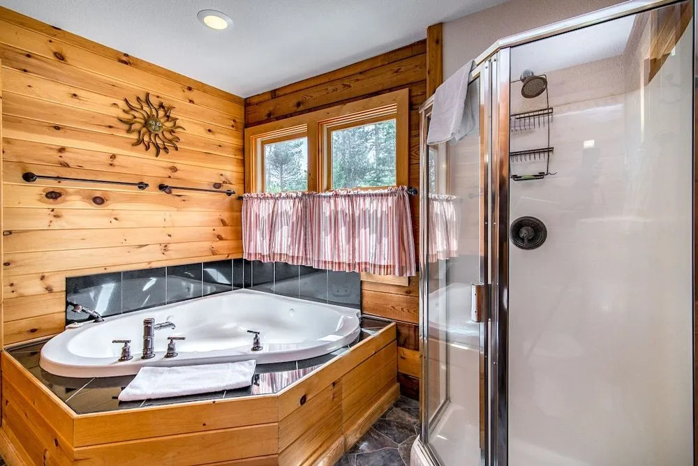 Modern Cedar Log Cabin w Hot Tub by RedAwning
