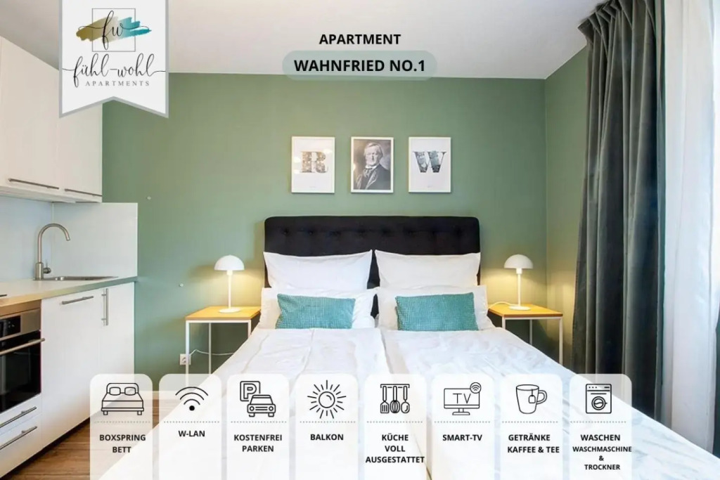 Wahnfried Nr1 - City Apartment mit Küche, Duschbad und Balkon - zentral aber ruhig
