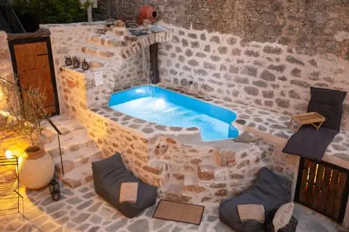 Dandy Villas Mani - Old Tower House - Fireplace - Pool