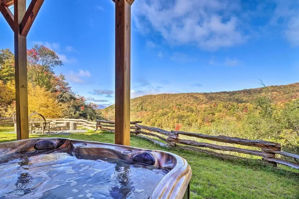 Hilltop Cabin on 5 Acres w/ Hot Tub & Waterfall!