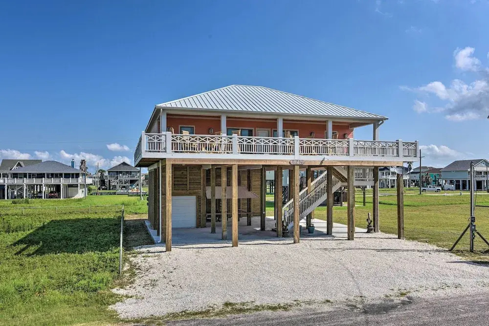 Ocean View + Wraparound Deck: Crystal Beach Home!