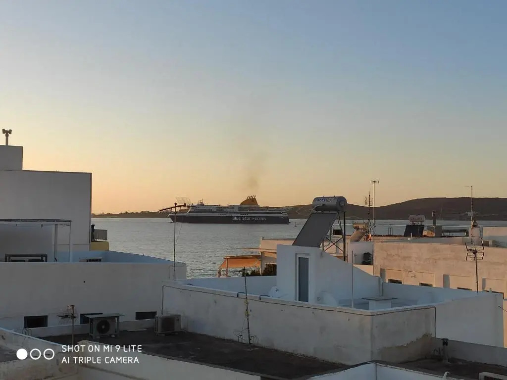 White cycladic town house with sea vew