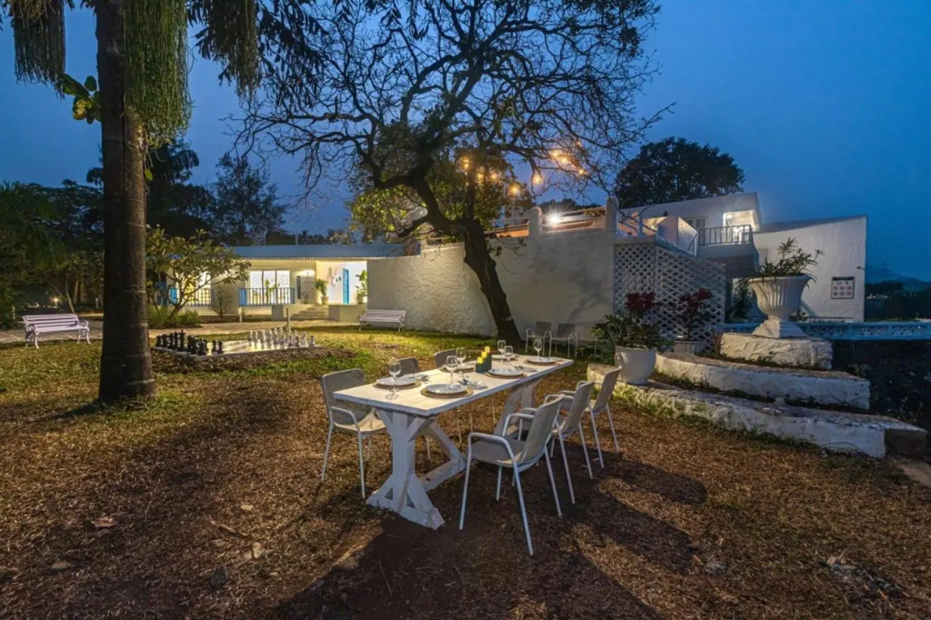 SaffronStays Kairos Zeus, Karjat - Greek style pool villa near Camp Max