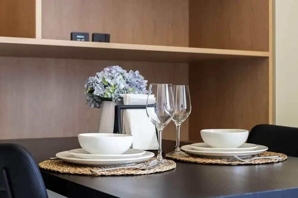 Modern Studio at Upside Living With Burj Khalifa View by Simply Comfort