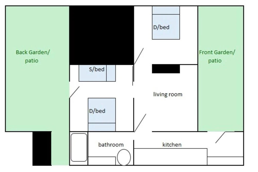 2-bed, Sleeps 4, Garden