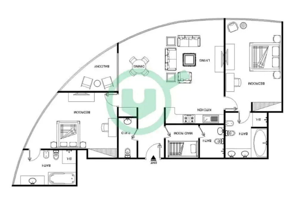 Well-furnished 3 Bedroom in Park Towers Difc