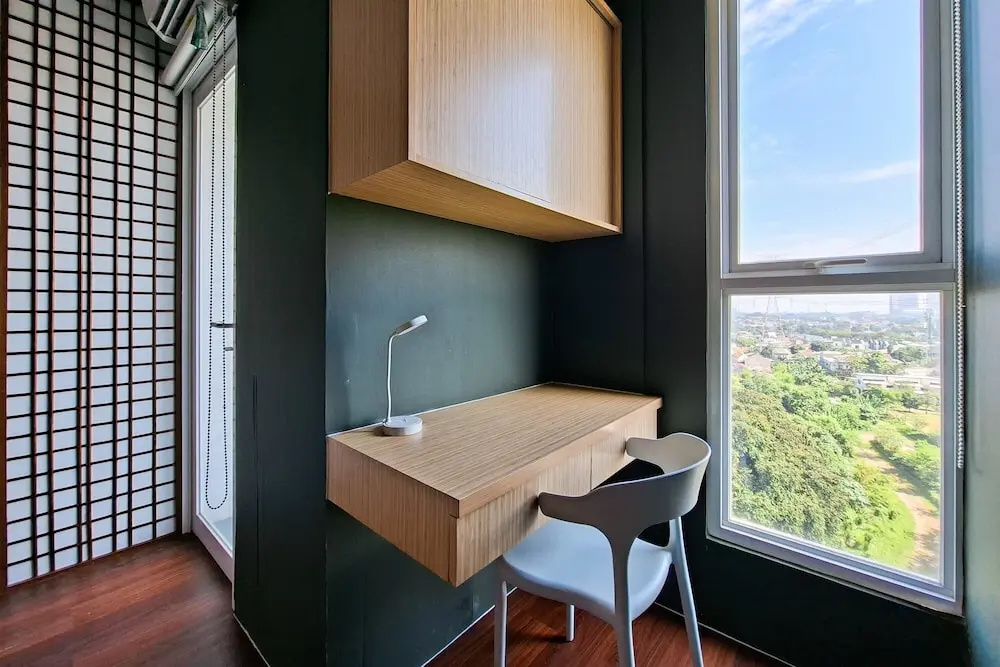 Green Urban Style Studio Room At Apartment Sudimara Forestwalk