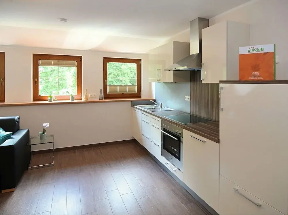Modern apartment in Bavaria with floor heating and garden, located directly at the Jakobusweg