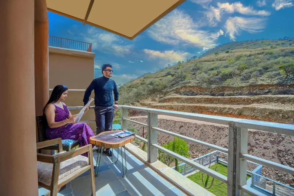 SaffronStays Moringa WishingTree - 3-BR villa near Nathdwara with pool, lawn and hillside views