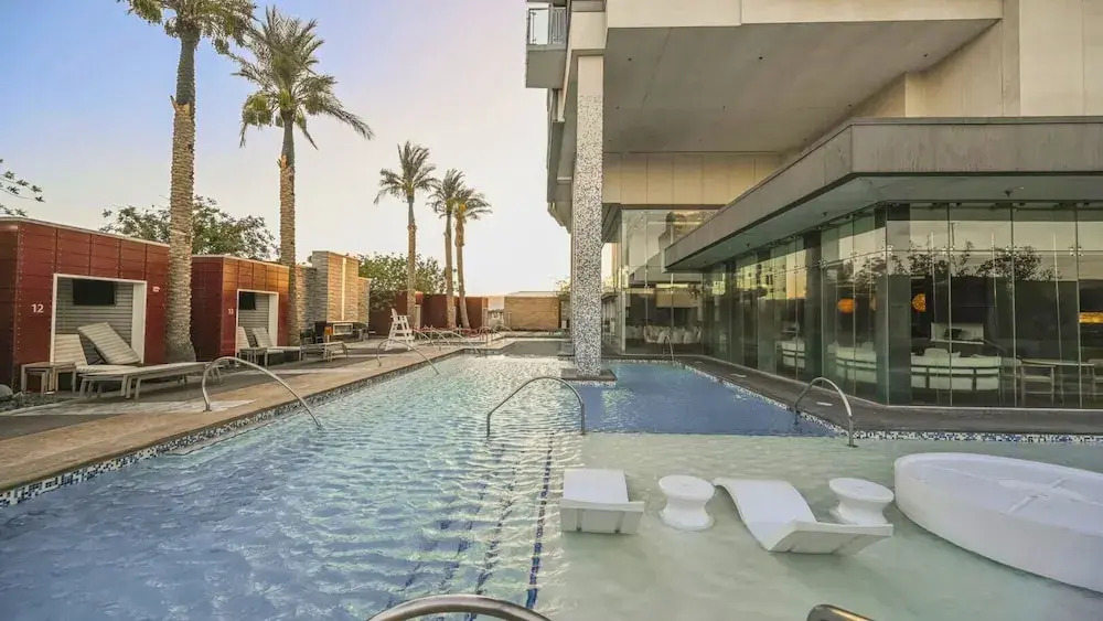 1 Bedroom Balcony Collection Living Room & Jet Tub Bath - StripSuite Palms Place Hotel, Resort & Casino - NO RESORT FEE