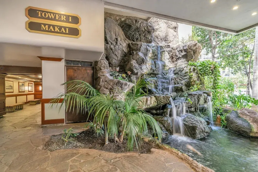 Waikiki Banyan High Level Condo with Ocean Views from the Private Lanai