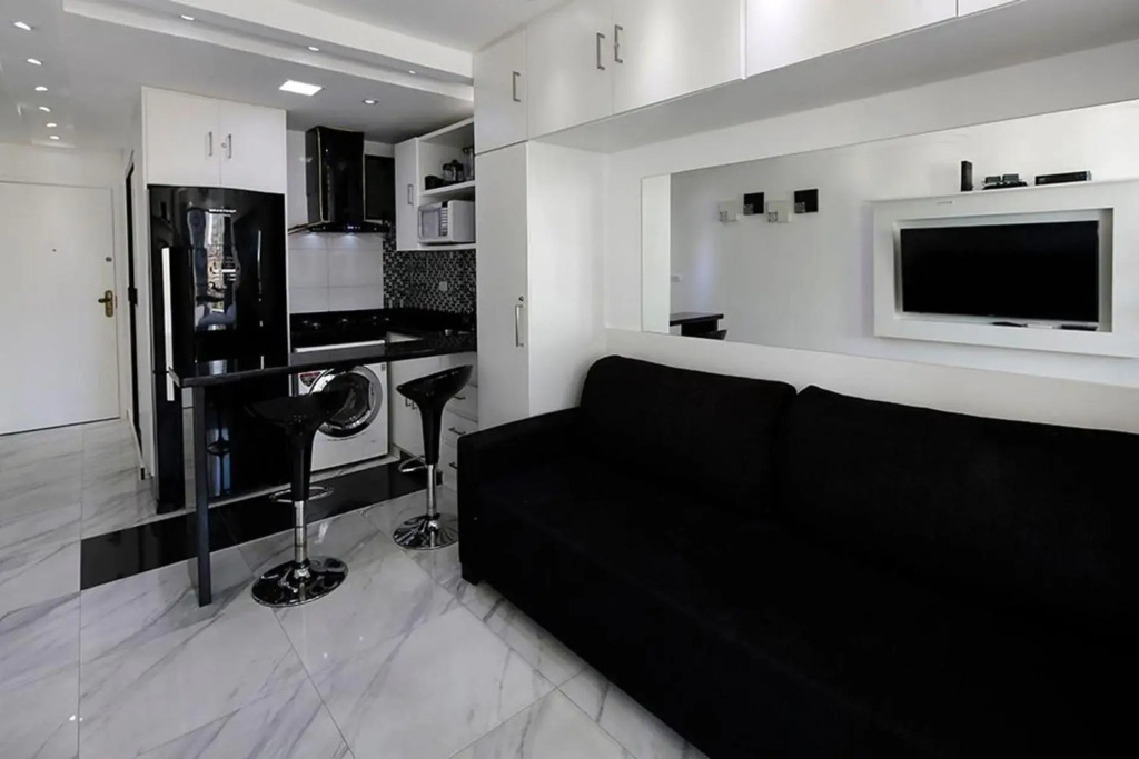 Studio moderno e de luxo com vista mar para 4 pessoas em Copa!