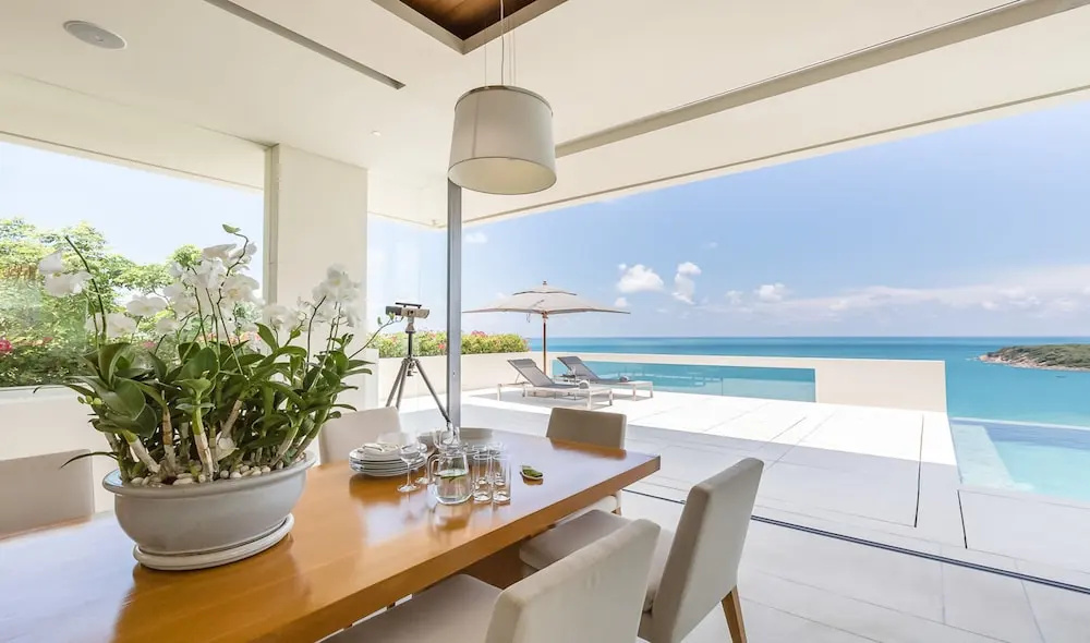 Villa Natha, world-class sea view, gym, massage room, cinema, full service with private dining, north Chaweng