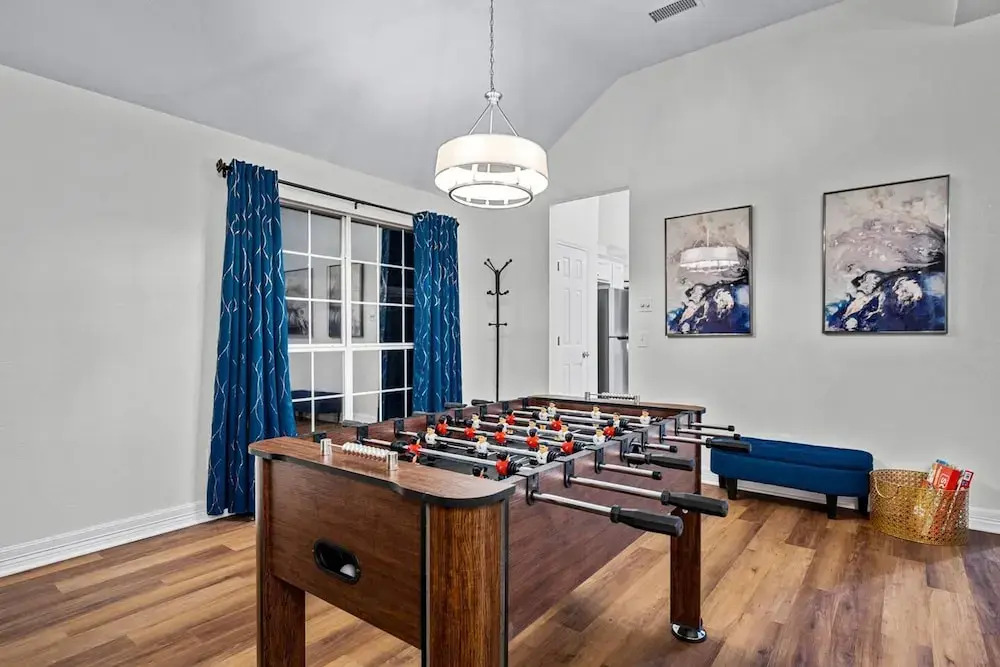 Stylish One Level Home Ping Pong Foosball Yard