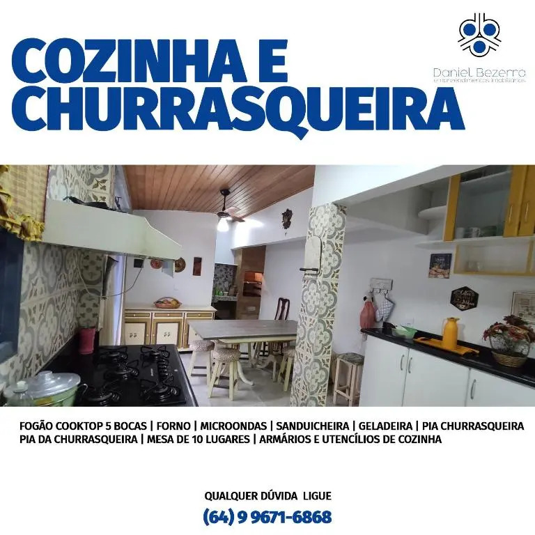 Casa com piscina, churrasqueira, 3 suítes com ar condicionado