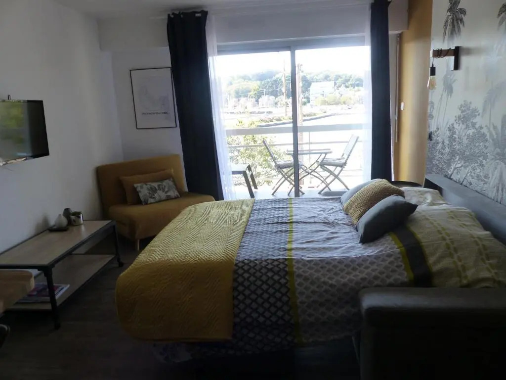 studio exposé plein sud vu sur le port de plaisance