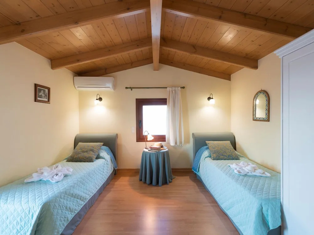 Villa with Private Pool & Souda Bay View in Very Nice Village near Chania