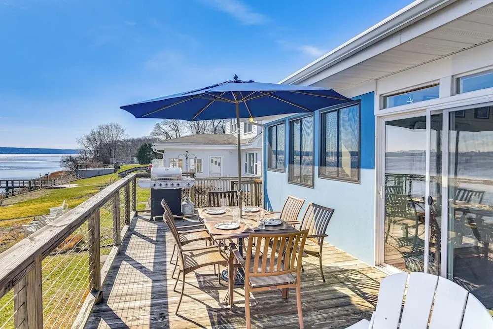 Dock, Sunrise View: Waterfront Home on Mt Hope Bay