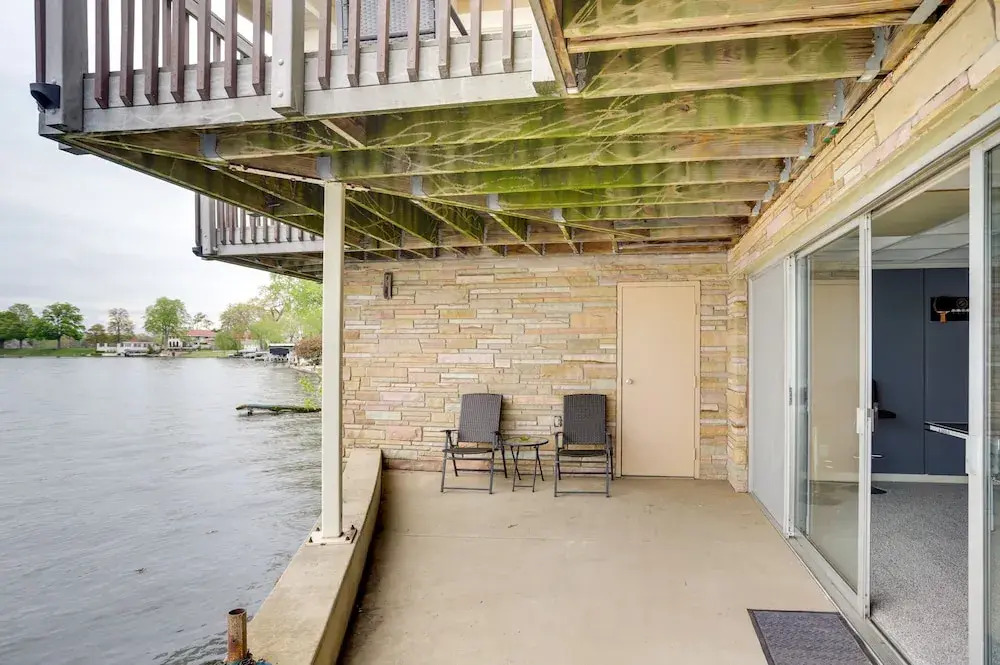 Riverfront Elkhart Rental: Deck & Ping Pong Table!