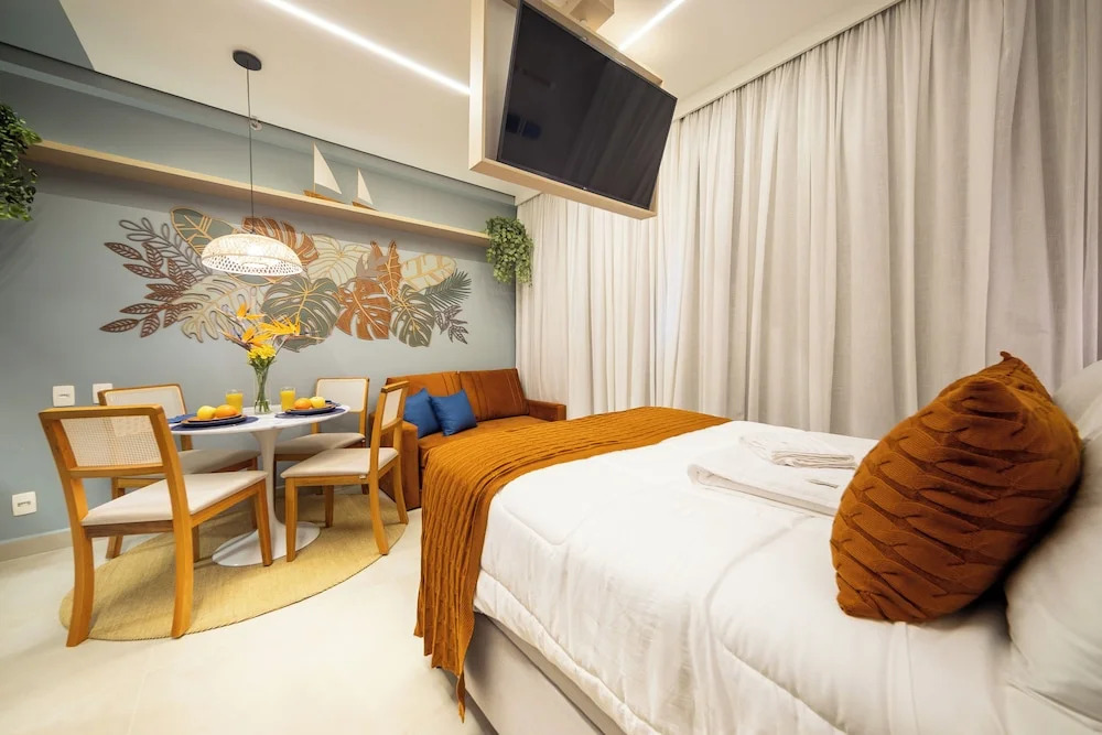 Stay Home Luxo | 1min Praia Gonzaga | Rooftop, Piscina, Sauna & Gym