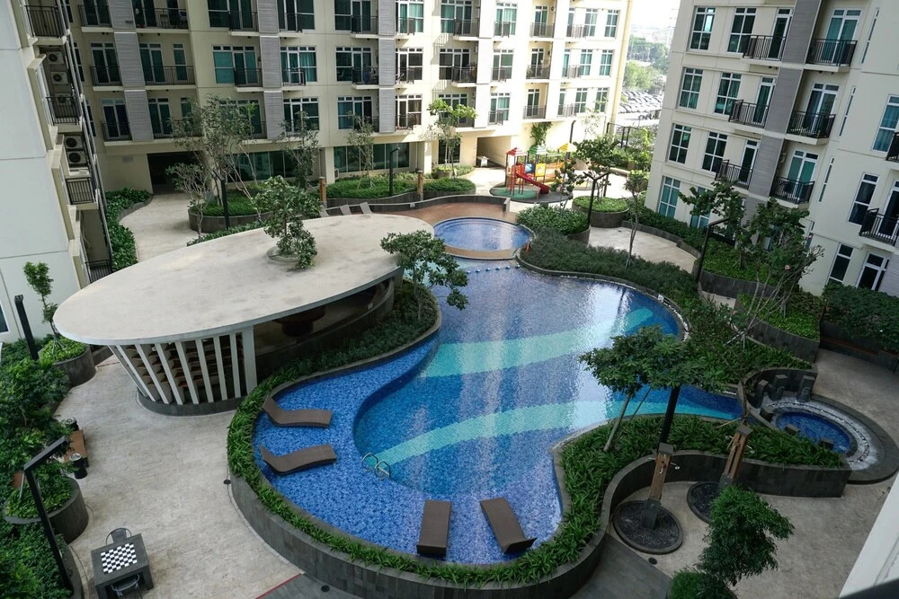 Furnished Studio with Pool View at Puri Orchard Apartment