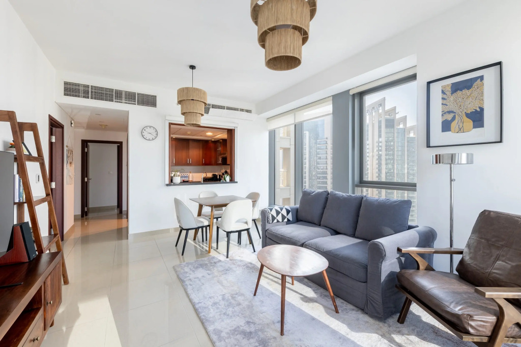 Апартаменты Elegant 2BR Balcony and Stunning Burj Views