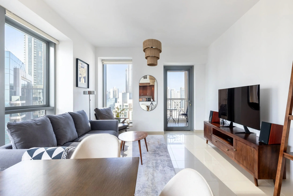 Апартаменты Elegant 2BR Balcony and Stunning Burj Views