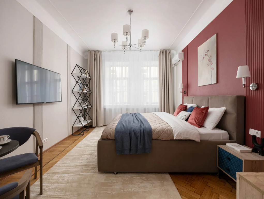 Квартира GM Apartments Четверка на Патриках в вишнёвых тонах