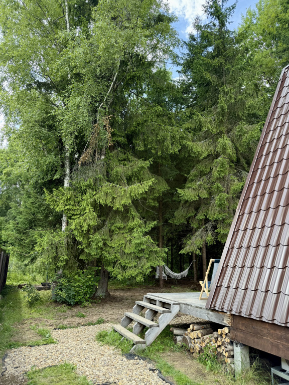 Частный дом Дом A-frame в лесу с чаном и батутом Bearlogo
