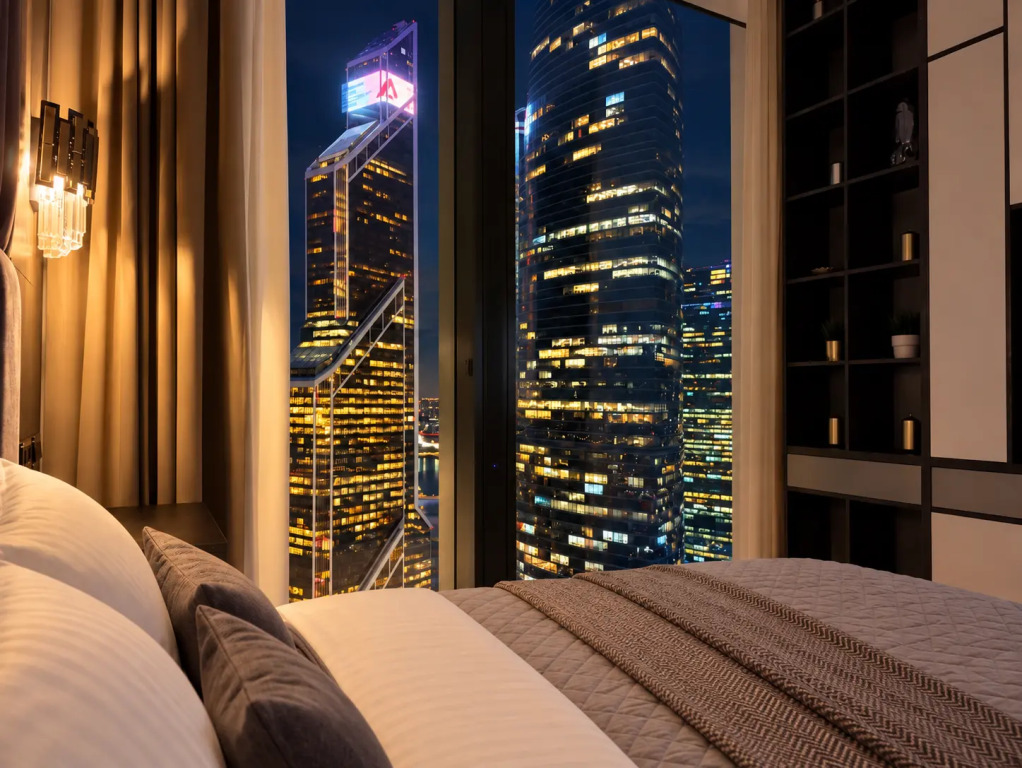 Апартаменты Sky City Moscow Эксклюзивный мраморный! Редкая широкая панорама на все башни Москва Сити! Алиса Макс