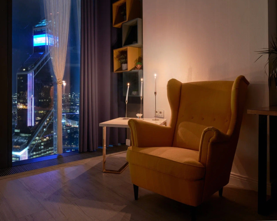 Апартаменты Sky City Moscow Уютная студия на 51 этаже с уникальным видом на все башни Москва Сити!
