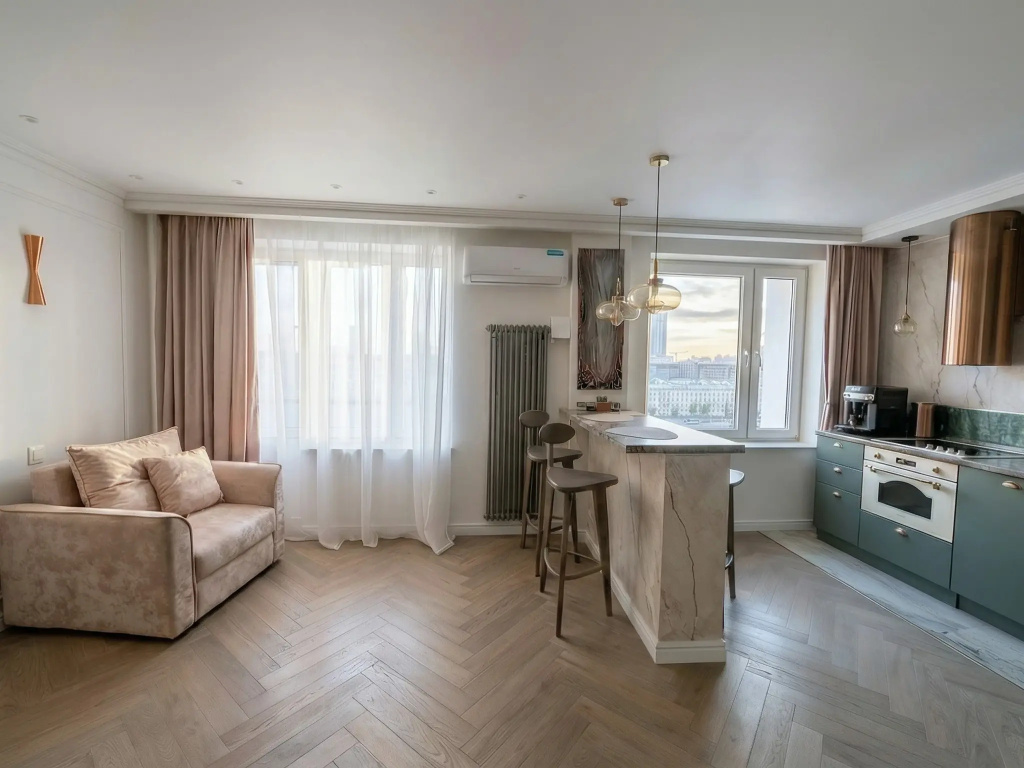 Квартира Top Rooms: Евродвушка на Саввинской набережной с видом на Москва Сити
