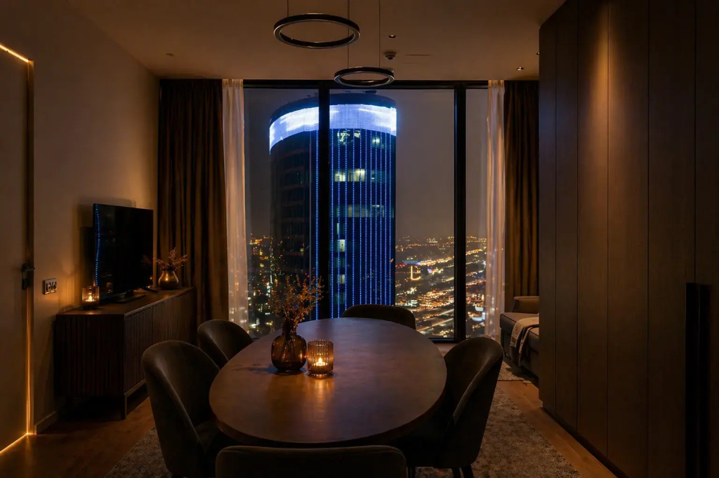 Апартаменты Sky City Moscow 75 этаж! Шикарный вид на МГУ, Парк Победы, Лужники, башни и город! Дизайнерский! Закатная стороны!