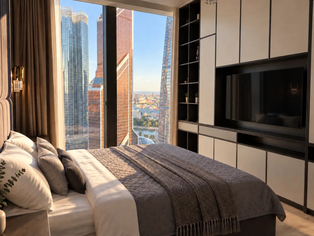 Апартаменты Sky City Moscow Эксклюзивный мраморный! Редкая широкая панорама на все башни Москва Сити! Алиса Макс