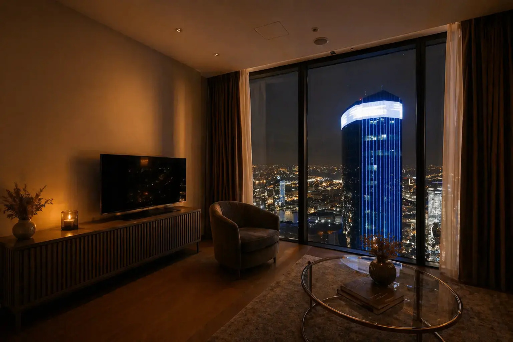 Апартаменты Sky City Moscow 75 этаж! Шикарный вид на МГУ, Парк Победы, Лужники, башни и город! Дизайнерский! Закатная стороны!
