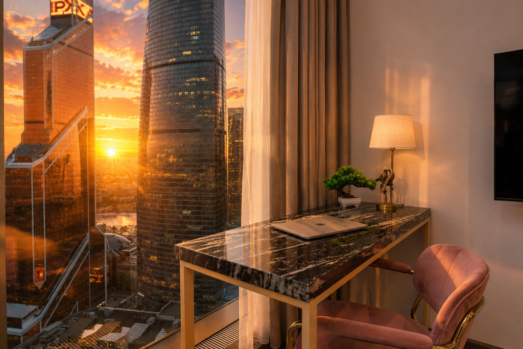 Апартаменты Sky City Moscow LUX Студия с большим окном с видом на все башни и город!